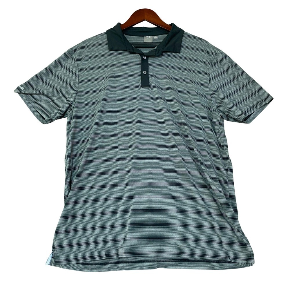 PING Men's L Gray Sensorcool Striped Golf Polo Shirt Polyester Blend